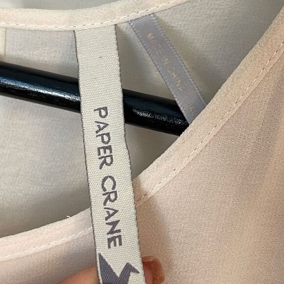 Paper Crane Womens Flare‎ Sleeve Dress Tunic Sheer Mini Cutout Beige Size XL - Picture 7 of 10